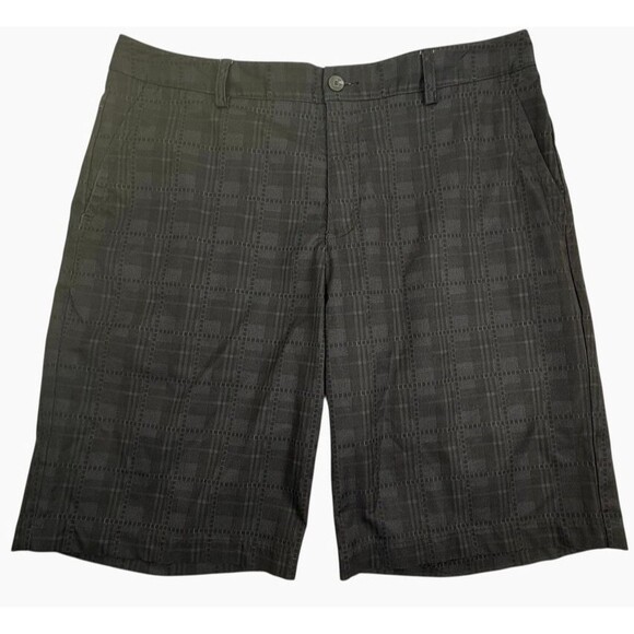 Adidas ClimaLite Golf Shorts Black Tonal Plaid Performance Lightweight SZ 36 - Picture 1 of 13